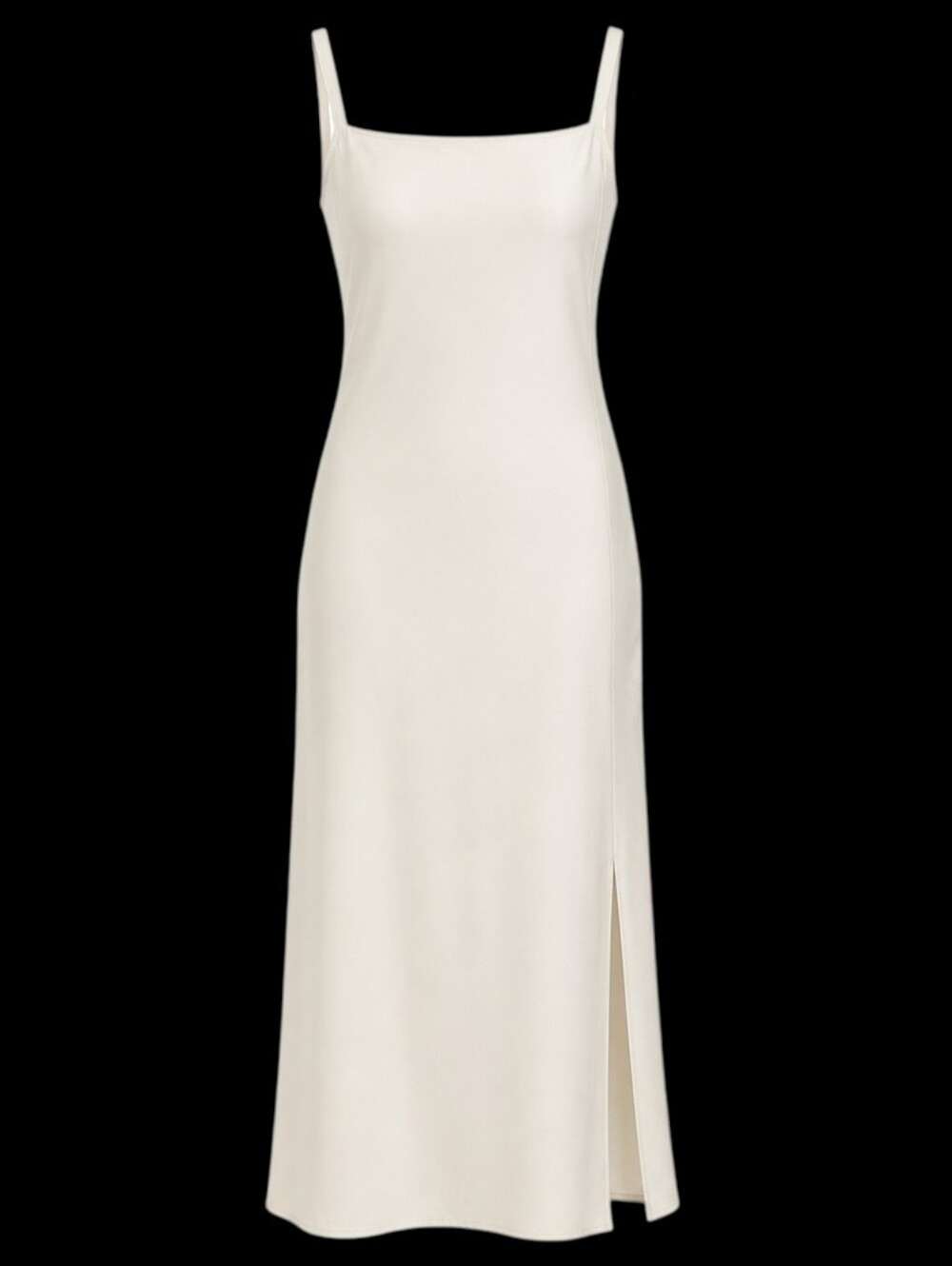 Old Navy Midi Dress Sz L Linen Blend Ivory Square Neck Smocked Back Minimalist